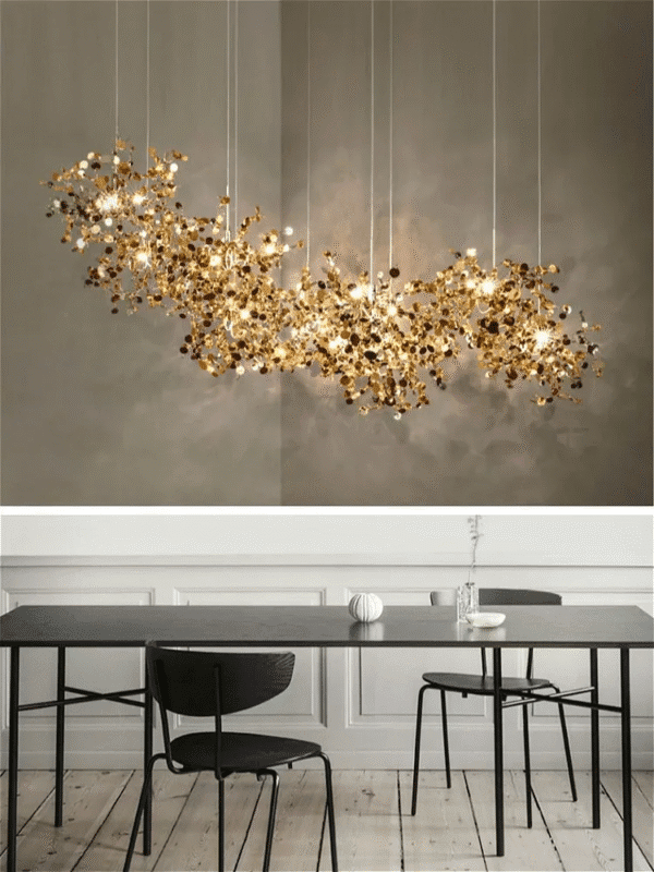 Sequin Stainless Steel Chrome Leaf LED Chandelier 1