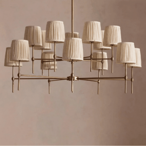Ornate classical polished copper 8-light pendant with energy-saving bulbs.