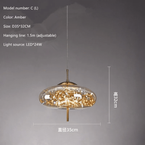 Amber Glass Twinkle Linghts Pendant Lights - C  amber  L 1